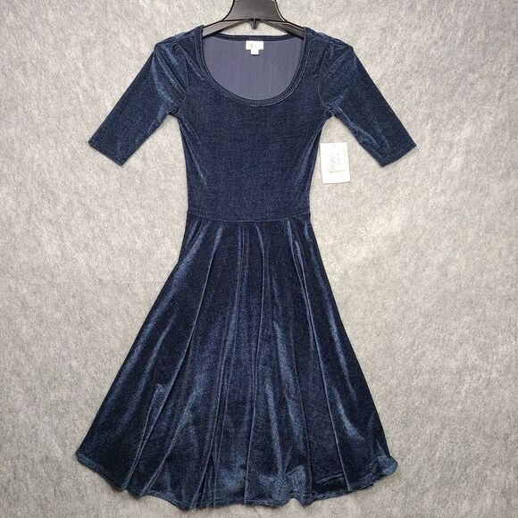 LuLaRoe Dresses & Skirts - Brand NEW LuLaRoe Nicole XXS Dress‎ Dark Blue Velvet